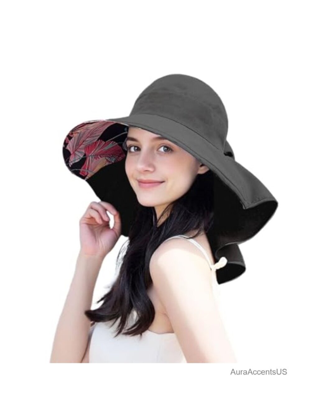 Womens Foldable Sun Hat UPF 50+ Wide Brim Ponytail Hole Neck Flap Outdoor